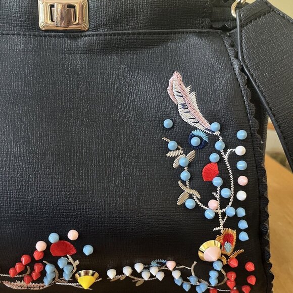 Handbag Republic Vegan Leather Embroidered And Bead Studded Purse - Picture 2 of 10